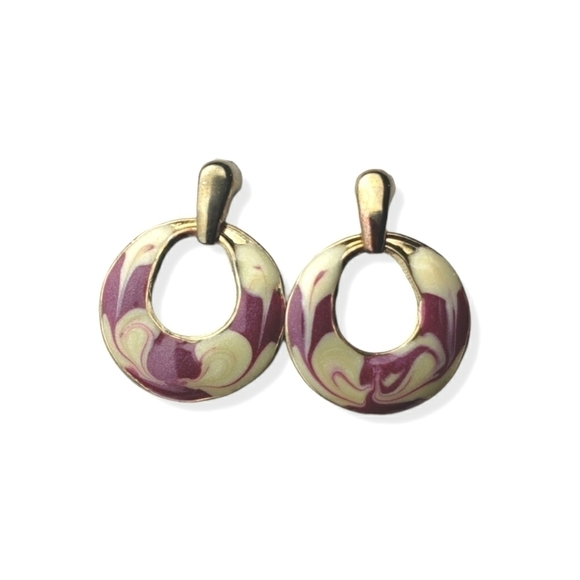 Vintage Goldtone Enamel Earrings - Picture 5 of 5